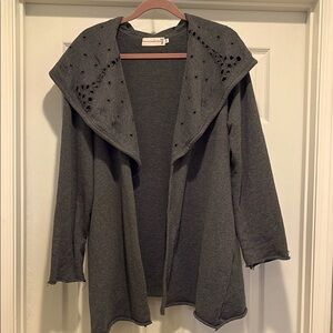 4 Love and Liberty embroidered Gray Knit open front Jacket or Topper Size L